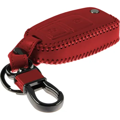 Produktbild von PhoneNatic Echtleder stitched Schlüssel Hülle kompatibel mit der  VW 2-Tasten Fernbedienung in rot Klappschlüssel 2-Key