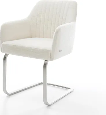 Produktbild von DELIFE Freischwinger Greg-Flex Bouclé Soft Beige Freischwinger flach Edelstahl Taschenfederkern