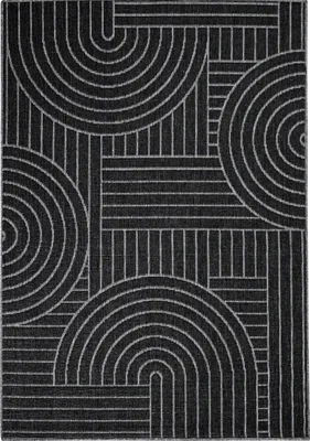 Produktbild von Teppich Outdoor Wetterfest - Anthrazit, Grau - Wendeteppich - 200x290 cm - Geometrisches Muster