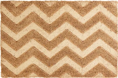Obrázek produktu pro BELIANI Rohožka přírodní kokosové vlákno 40 x 60 cm PVC povlak protiskluzová rohož cikcak vzor moderní vnitřní dekorace