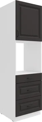 Produktbild von Küchen Backofen Hochschrank 60 Stilo Grau Küchenzeile Küchenblock + Schubladen