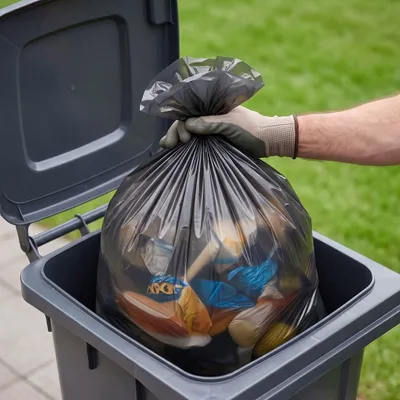 Image de Sacs Poubelle Noirs, Solides Et Durables, De 120 Litres, 1 Rouleau
