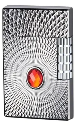 Produktbild von Benzinfeuerzeug Vintage Metall Silber mit Juweleneinlage