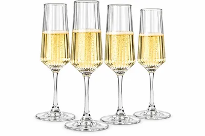 Obrázok produktu pre Sada 4 pohárov na šumivé víno, 250 ml – elegantné poháre s rýhovaným povrchom