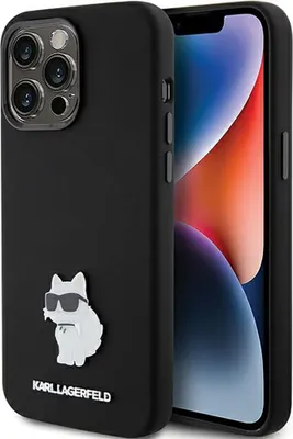 Zdjęcie produktu dla Etui Karl Lagerfeld Silicone Choupette Metal Pin do iPhone 15 Pro Max
