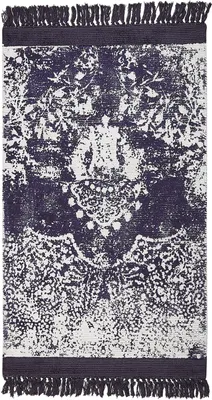 Produktbild von BELIANI Teppich Violett u. Weiß Viskose 80 x 150 cm Rechteckig Kurzflor mit Fransen Orientalisches Muster Rechteckig Wohnzimmer Schlafzimmer Flur
