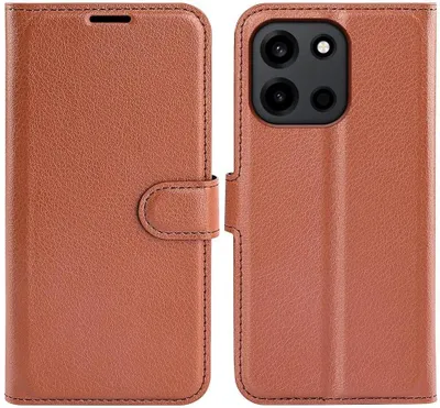 Obrázek produktu pro Pouzdro pro OnePlus Nord 6 - Peněženkové pouzdro Phonesta Litchi Skin - Hnědé