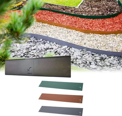 Image de Bordure de Jardin en métal Hauteur 13,5-18,5 cm Longueur 120 cm | Bordure Jardin, Couleur: Gris; Taille: 5 pièces 18.5 cm