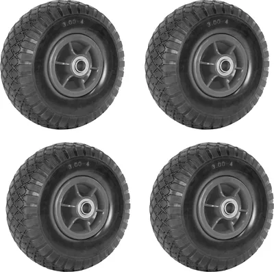 Produktbild von 4x Sackkarrenrad PolyurethanRad 260x85 mm 3.00-4 60 mm versetze Nabe Ø 20 mm grau Vollgummi Bollerwagen