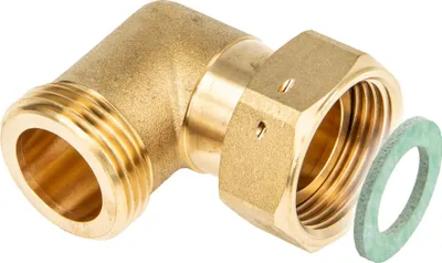 Produktbild von tecuro Winkel 90°, 1 Zoll AG x Überwurfmutter 1 Zoll (flachdichtend) - MS-blank CW617N
