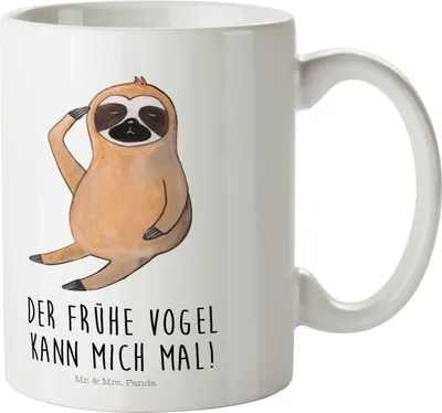 Produktbild von Mr. & Mrs. Panda Plastikbecher Faultier Vogel - Weiß - Geschenk, Kinderbecher, Spinner, Pott, Trinklernbecher, Kunststoffbecher, Schulkind Tasse, Faultiere