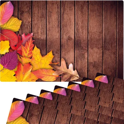 Produktbild von Abwaschbare Tischsets 8er Set Herbst-Laub Holz-Optik