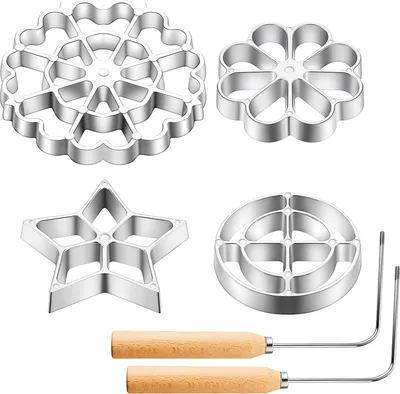Produktbild von 6er-Set Rosettenwaffel Form, Rosettenwaffel-Eisen Schmalzgebäck Rosetten Waffeleisen