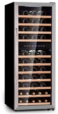 Produktbild von Klarstein Weinkühlschrank, Getränkekühlschrank Schmal, Kühlschrank mit Glastür, Getränkekühlschränke Freistehend, Weinkühlschrank Klein, Weinkühlschränke 2 Zonen, LED-Beleuchtung, 5-18 °C, 73 Flaschen