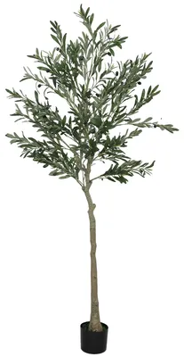 Image de Olivier artificiel, 900 feuilles, pot en ciment durable, Olive