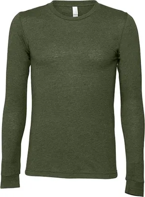 Immagine prodotto di Canvas 3501 | T-shirt a maniche lunghe in jersey da uomo, cotone filato ad anelli - Colore: verde militare - Taglia: L