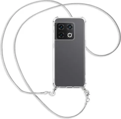 Produktbild von Handykette Backcover-Schutzhülle mit Band (Metall silberfarben) für OnePlus 10 Pro 5G - silberfarbene Kette Snake