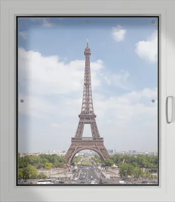 Produktbild von Wallario Lichtschutzbild, Dekorativer Sichtschutz Sonnenschutz 96 x 115 cm mit Motiv: Eiffelturm in Paris - Verdunklung ohne Bohren