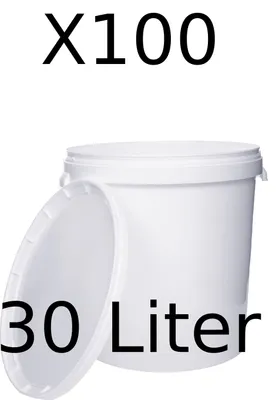 Produktbild von BenBow Eimer mit Deckel 30L x100 Weiß - lebensmittelecht, stabil, luftdicht, auslaufsicher, geruchsneutral - Plastikeimer - leer