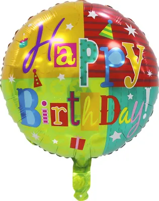 Immagine prodotto di Palloncino in foil Buon compleanno rotondo 45 cm, colorato verde arancione rosso