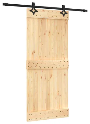 Produktbild von vidaXL Schiebetür Natürlich und Schwarz 90 x 210 cm Massivkiefer