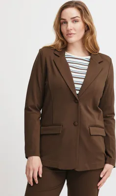 Produktbild von fransa FRLANO Damen Blazer Longblazer Jacke mit Reverskragen und Knopf mit Stretch