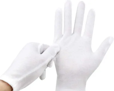Produktbild von 15 párů bílých bavlněných rukavic, Soft-Hand Bavlna velikost L, látkové rukavice bílé, bavlněné rukavice, lékařské rukavice ze 100% bavlny