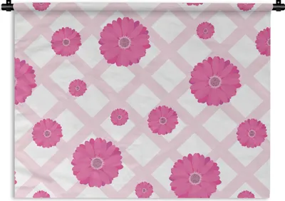 Produktbild von MuchoWow® Wandteppich Wandbehang Blumen - Muster - Pastell 90x67.5 cm Tapisserie Dekoration Wandtuch - Fototeppich - Wand-Skulpturen