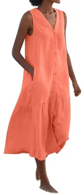 Produktbild von Sommerkleid für Damen – Luftiges, ausgestelltes Maxikleid in Orange