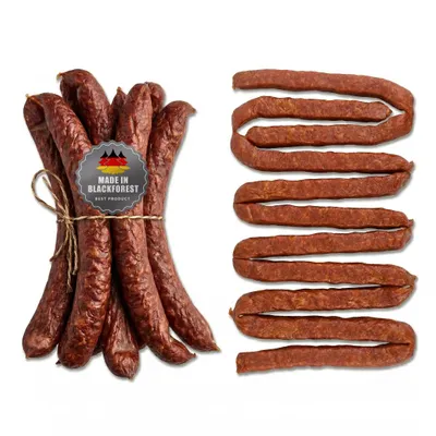 Produktbild von Rohwurst Set 10 Paar: 5 Paar Bauernwürste & 5 Paar Landjäger, Herzhafte Schwarzwälder Wurstspezialitäten für Vesper & Wandern Schwarzwaldmetzgerei