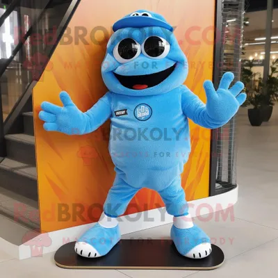 Obrázok produktu pre Postava maskota REDBROKOLY: modrý skateboard s vestou a členkovými ortézami