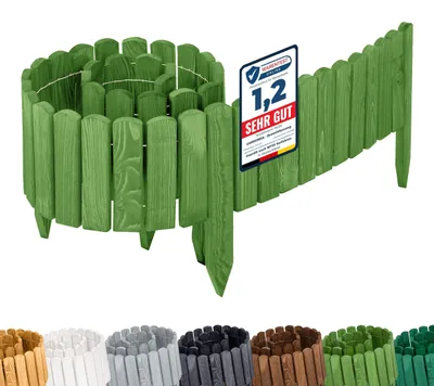 Produktbild von Garronda Rasenkante Holz Beeteimfassung imprägniert 200 cm x 20 cm Flexibler Rollborder Zaun für Garten GD-0108 (Dunkelgrün, Höhe: 20 cm)