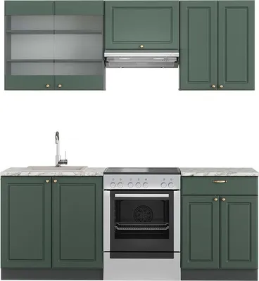 Produktbild von Küchenzeile Vicco Fame-Line Grün-Gold Landhaus/Anthrazit 200 cm , AP Marmor, Model 42336