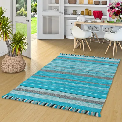 Produktbild von Natur Teppich Kelim Kalleen Türkis, Größe:170x240 cm