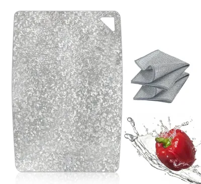 Obrázok produktu pre Omgoods – Doska na krájanie z titánu – Obojstranná, 20 x 29 cm, s protišmykovou podložkou