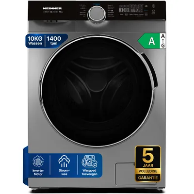 Productafbeelding van Heinner HWM-M1014IVKS Voorlader Wasmachine 10 kg, 1400 tpm, Inverter, Touch, Zilver