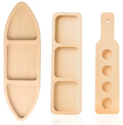Immagine prodotto di Vassoi snack 3 in 1 e vassoio per shot in legno
