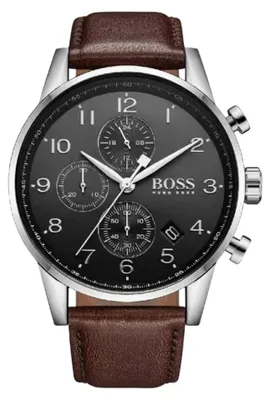 Immagine prodotto di Boss Navigator, cronografo da uomo, colore marrone e grigio, cinturino in pelle, modello HB1513494