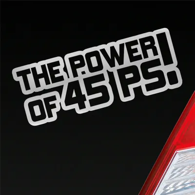 Produktbild von Auto Aufkleber The Power of 45 PS! Tuning Car 15x6 cm Silber Sticker Heckscheibenaufkleber