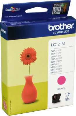 Produktbild von Brother LC121M, Magenta, Tinte auf Pigmentbasis, 1 Stück(e), 300 Seiten, Einzelpackung