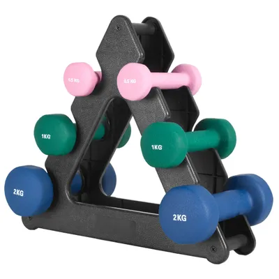 Produktbild von GORILLA SPORTS® Neopren Kurzhanteln - 2er Set, Hantelbaum , 2x0,5kg, 2x1kg, 2x2kg, 2x3kg, 2x4kg, 2x5kg, 31kg Komplettset - Hanteln, Gewichte