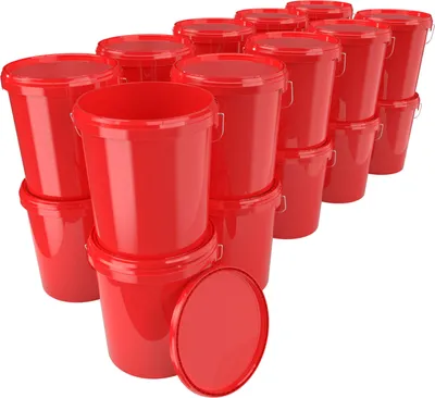 Produktbild von Eimer mit Deckel 16 L | Vorratseimer | Lebensmittelecht Rot | PP | 20 Stück