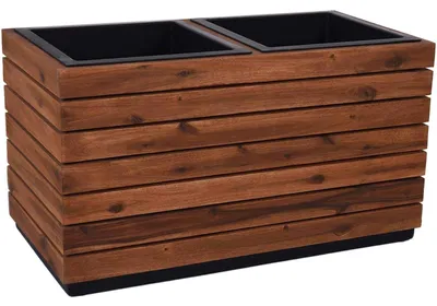 Image de Pot de fleurs en bois d'acacia pour l'extérieur