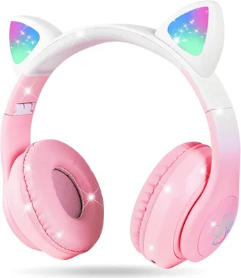 Produktbild von Bluetooth-Kopfhörer mit Katzenohren Kopfhörer Kinder, Kinderkopfhörer Bluetooth, Mädchen Katzenohr Kopfhörer Over-Ear mit LED-licht Faltbare Stereo