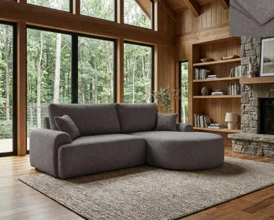 Obrázek produktu pro Rohová sedací souprava TERACINA Nordelo s funkcí spaní a úložným prostorem Universal L/R 246 cm látka GLOW 6 BRAUN