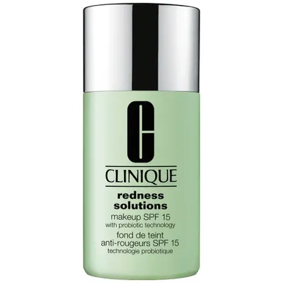 A product shot of a Clinique redness solutions makeup bottle.