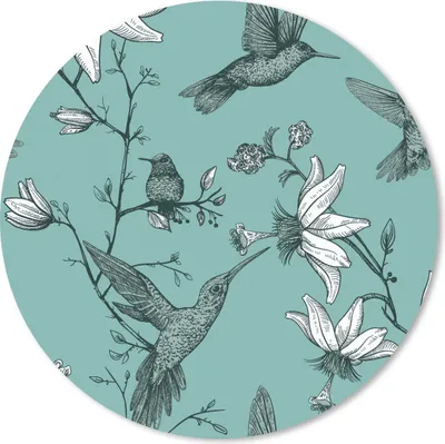 Produktbild von MuchoWow® Mauspad Mousepad Muster - Vogel - Blume 20x20 cm - Mousepads - Maus Mat - Pad - Mausunterlage - Schreibtischmatte