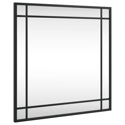 Zdjęcie produktu dla Lustro ścienne, czarne, 50x50 cm, kwadratowe, żelazo