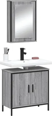 Immagine prodotto di Maison Exclusive - Set di mobili da bagno 2 pezzi grigio Sonoma in materiale ligneo