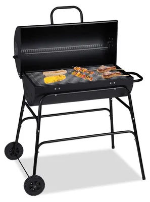 Produktbild von Holzkohlegrill Grillwagen XXL - Verfahrbar - 96,5 x 103 x 64,5 cm - Schwarz